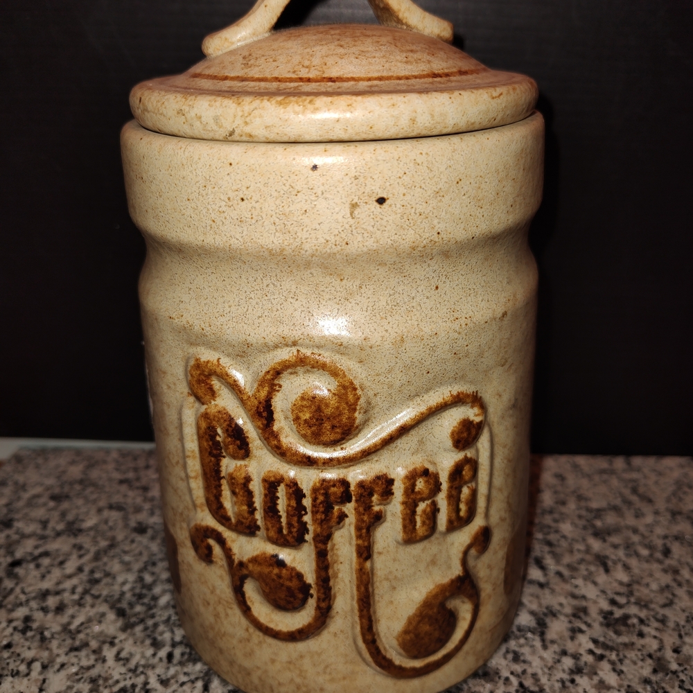 Ceramic Coffee Storage Jar - Cream and Brown